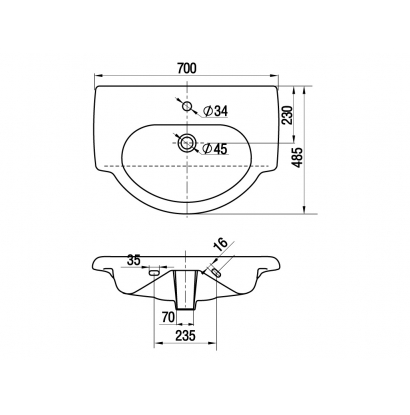 KERAMIN Умывальник к мебели ВЕРОНА 70 см