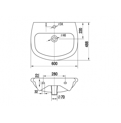 KERAMIN Умывальник к мебели ВЕРОНА 60 см